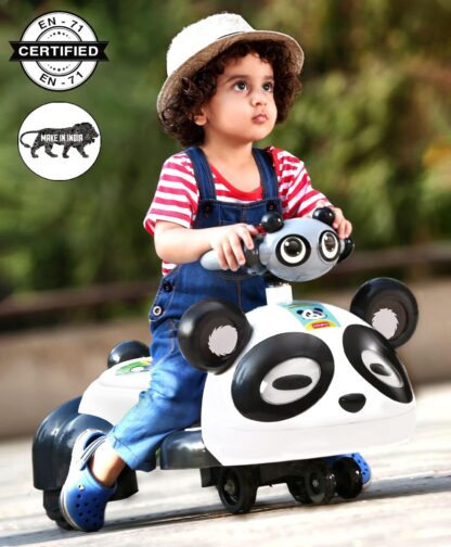 Babyhug Panda Gyro-Swing Car With Steering Wheel On Rent Black & White 1