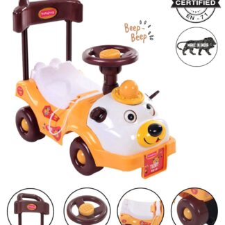 Babyhug Teddy Foot To Floor Ride-On With Steering Wheel & High Backrest On Rent White 1