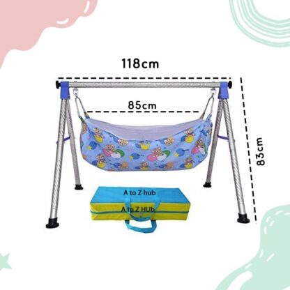 A to Z Hub Baby Cradle N Swing Ghodiyu with Indian Style Hammock Having Mosquito Net for New Born Infants, Blue on Rent 3