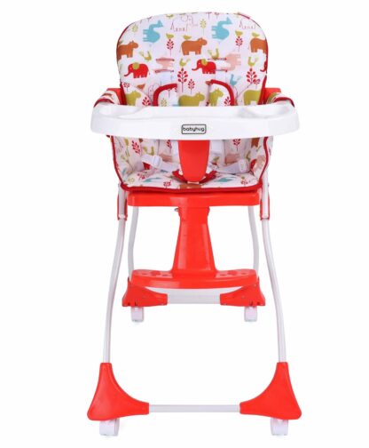 Bloom High Chair with Footrest Animal Print by Babyhug - Red on Rent 2