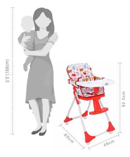Bloom High Chair with Footrest Animal Print by Babyhug - Red on Rent 3