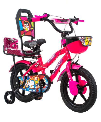 Hi-Fast Smart Kid's Bicycle with Training Wheels & Double Seat On Rent Pink 3