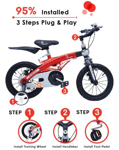 R for Rabbit Tiny Toes Jazz Smart Plug n Play Bicycle for Kids of 3 to 5 Years Boys & Girls Size 14T inches with Magnesium Alloy Adjustable Structure & Disc Brakes On Rent 2