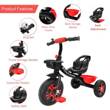 Star And Daisy Wonder Bike for Kids from 1.5 to 6 Years Load Bearing On Rent (Red & Black) 2