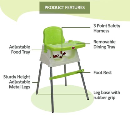 Luvlap 4 in 1 Convertible High Chair Cum Booster Seat (Green) On Rent 3