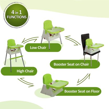 Luvlap 4 in 1 Convertible High Chair Cum Booster Seat (Green) On Rent 4