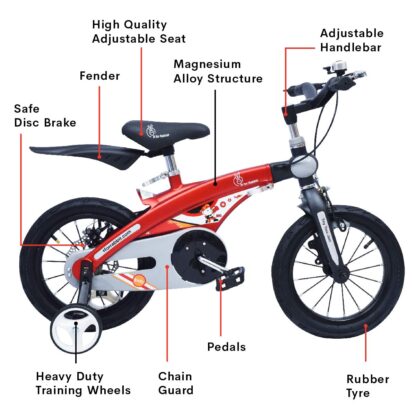 R for Rabbit Tiny Toes Jazz Smart Plug n Play Bicycle for Kids of 3 to 5 Years Boys & Girls Size 14T inches with Magnesium Alloy Adjustable Structure & Disc Brakes On Rent 4