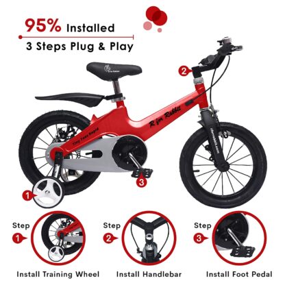 R for Rabbit Tiny Toes Rapid Plug n Play Bicycle for Kids of 3 to 5 Years Boys & Girls Size 14T inches with Single Structure Magnesium Alloy & Disc Brakes On Rent 4