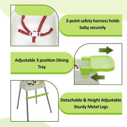 Luvlap 4 in 1 Convertible High Chair Cum Booster Seat (Green) On Rent 5