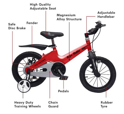 R for Rabbit Tiny Toes Rapid Plug n Play Bicycle for Kids of 3 to 5 Years Boys & Girls Size 14T inches with Single Structure Magnesium Alloy & Disc Brakes On Rent 5