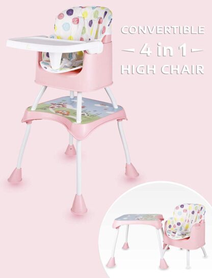 R for Rabbit Cherry Berry Grand 4 in 1 Convertible Feeding Table high Chair for Baby Kids Toddlers from 6 Months to 7 Years Study Table & Booster Chair (Pink) On Rent 8