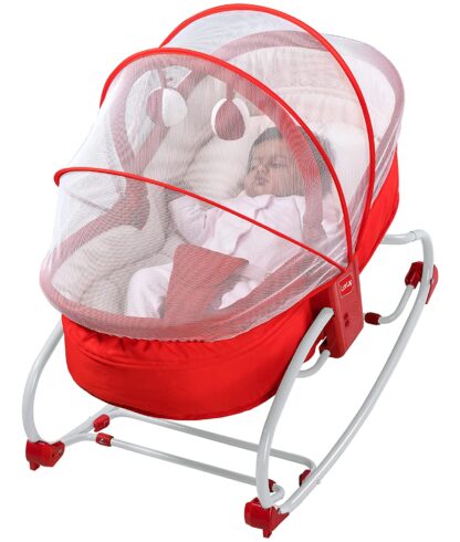 LuvLap 3 in 1 Rocker Napper with Musical Vibrations Red On Rent 1