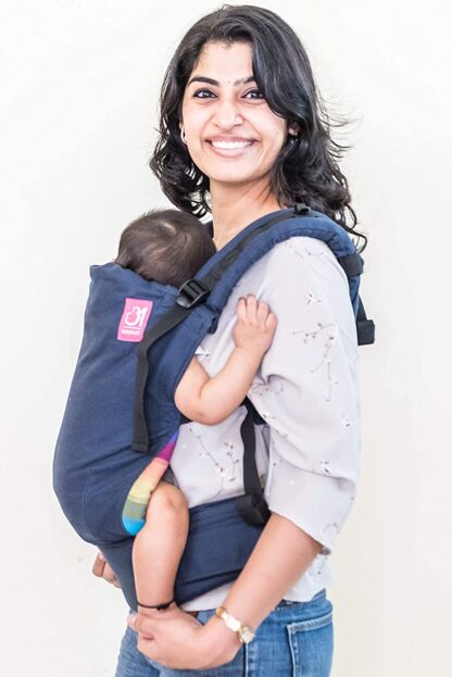 A anmol Baby Ergonomic Baby Carrier - Easy - 100% Cotton, Hands-Free Carrier with Ergonomic M Position for Hiking Shopping Travelling Infant to Toddler Stages – 2 Months to 3 Years, 4.5-20kg Navy Blue On Rent 1