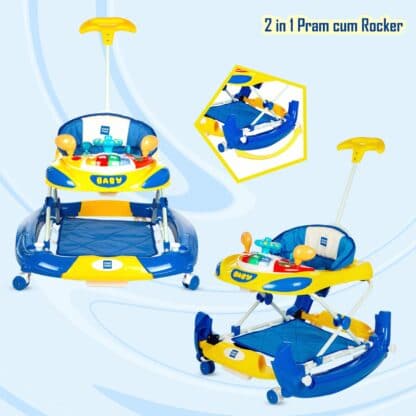 Mee Mee Anti-Fall Baby Walker with Rocker Adjustable Height and Seat (Blue) On Rent 2