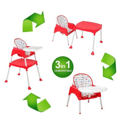 LuvLap 3 in 1 Convertible High Chair with 5 Point Safety Belts Red On Rent 3