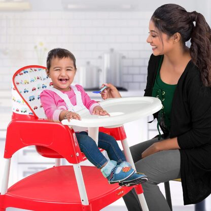 LuvLap 3 in 1 Convertible High Chair with 5 Point Safety Belts Red On Rent 7