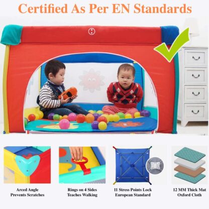 DOTMOM Portable Playard Smart Folding Baby Playpen Fence for Babies with Storage Bag (Multicolor) On Rent 4