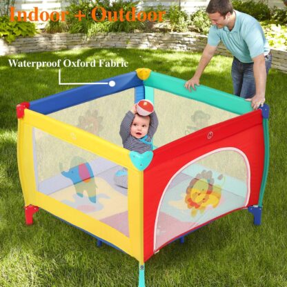 DOTMOM Portable Playard Smart Folding Baby Playpen Fence for Babies with Storage Bag (Multicolor) On Rent 5