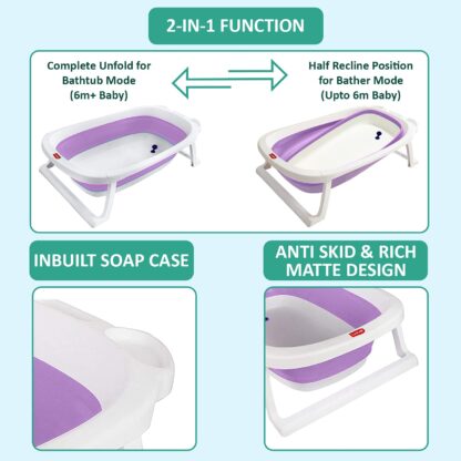 LuvLap Splash 2 in 1 Folding Baby Bath tub cum Baby Bather with Temperature Sensitive Plug & Anti Slip base On Rent 6